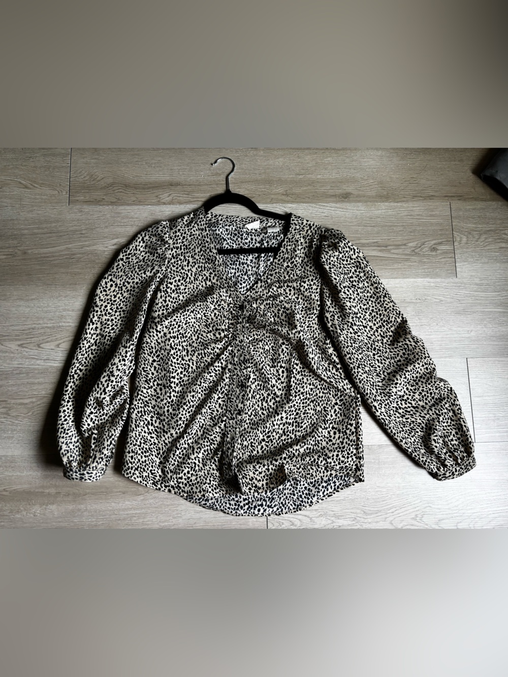 Levi's Black on Cream Leopard-Tie Front Blouse